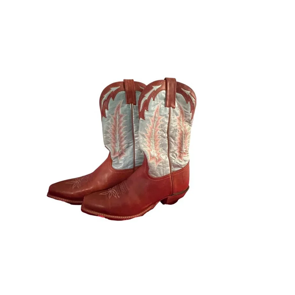 Tony Lama Womens Boots Size 8 B Brown Turquoise Cowgirl Embroidered USA Vintage - Picture 16 of 16
